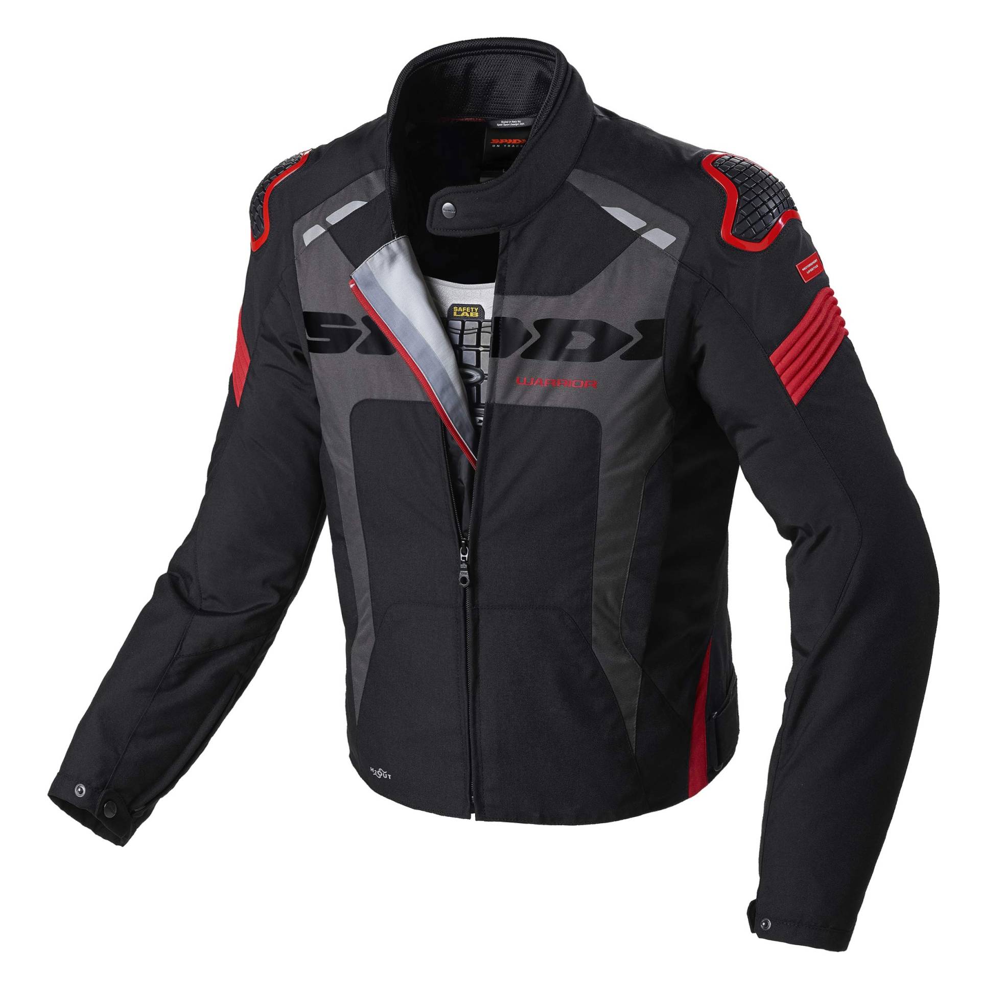 Spidi Warrior H2OUT Jacke, Schwarz/Rot, Größe S von SPIDI