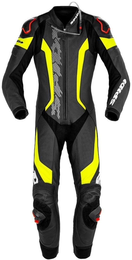 Spidi Laser Pro 1-Teiler Perforierte Motorrad Lederkombi (Black/Yellow,50) von SPIDI