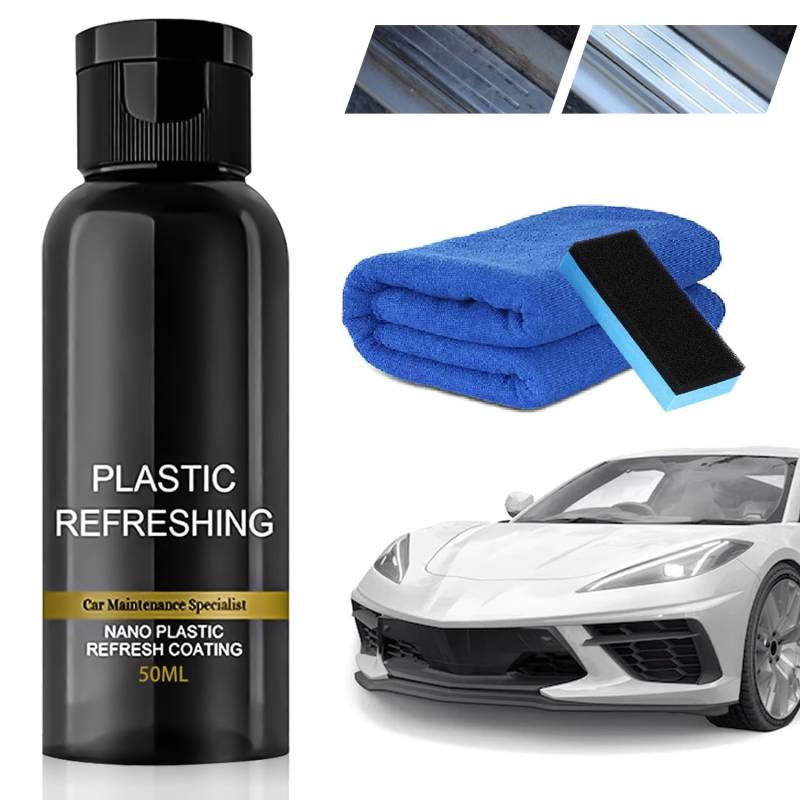 SPINNE LUCAS Plastic Refreshing Auto 50ml, Plastik Refresher Auto Schwarz, Reparaturmittel für Autokunststoffe, Plastic Revitalizing Coating Agent, Kunststoffpflege Auto von SPINNE LUCAS