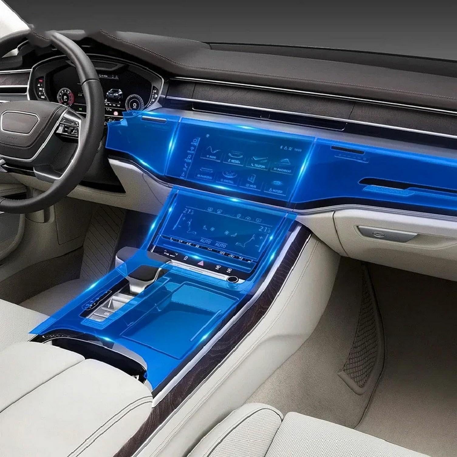 SPISLXTP Auto-Innen-Mittelkonsole, transparente TPU-Schutzfolie, PPF, kratzfeste Folie, für Audi A8 D5 2018–2023 von SPISLXTP