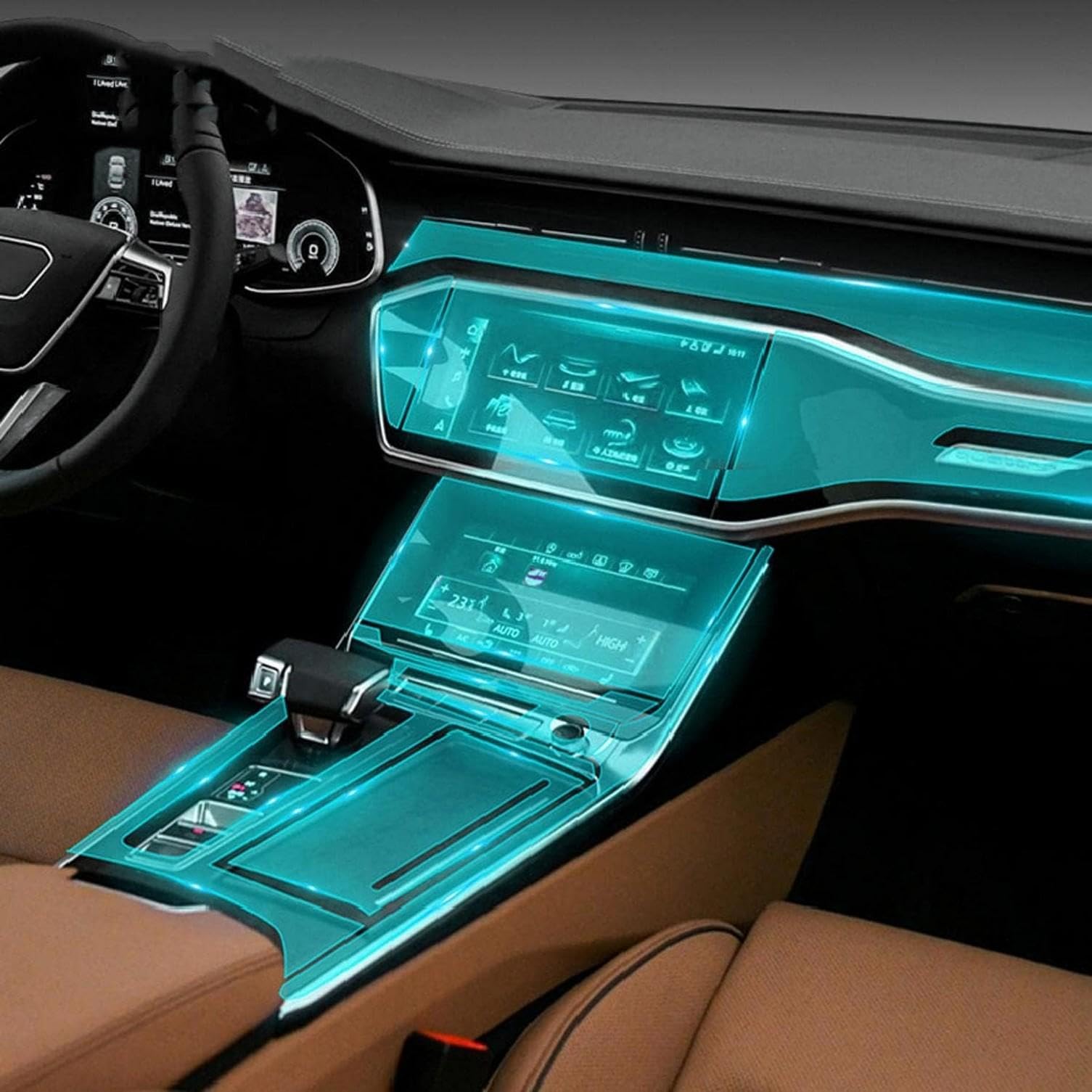 SPISLXTP Auto-Innen-Mittelkonsole, transparente TPU-Schutzfolie, für Audi S6 RS6 2019–2022 von SPISLXTP