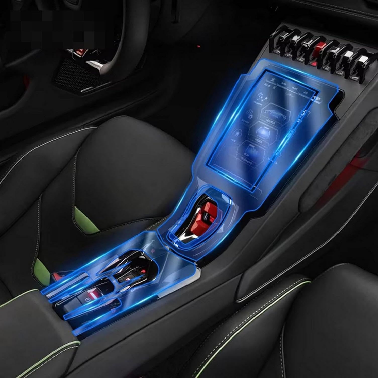 SPISLXTP Auto-Innen-Mittelkonsole, transparente TPU-Schutzfolie, kratzfeste Reparaturfolie, Zubehör, für Lamborghini Huracan 2019–2023 von SPISLXTP