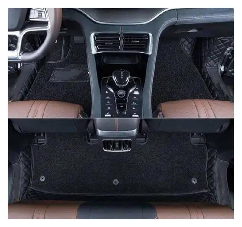 Autoteppich Für Haval Für Dargo 2021 2022 2023 2024 Auto-Fußmatten Teppich PU-Leder Fußpolster Innenbodenbelag Autozubehör Autofußmatten(Double Layer Black) von SPLACK