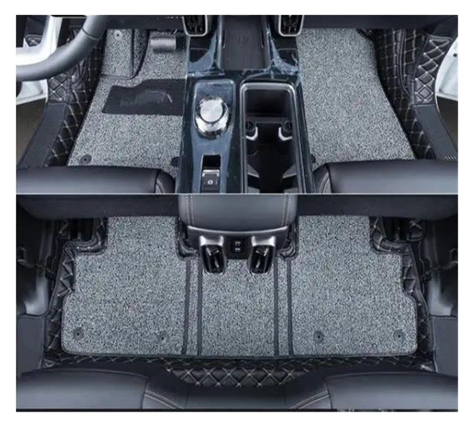 Autoteppich Für Haval Für Dargo 2021 2022 2023 2024 Auto-Fußmatten Teppich PU-Leder Fußpolster Innenbodenbelag Autozubehör Autofußmatten(Double Layer Black Gray) von SPLACK