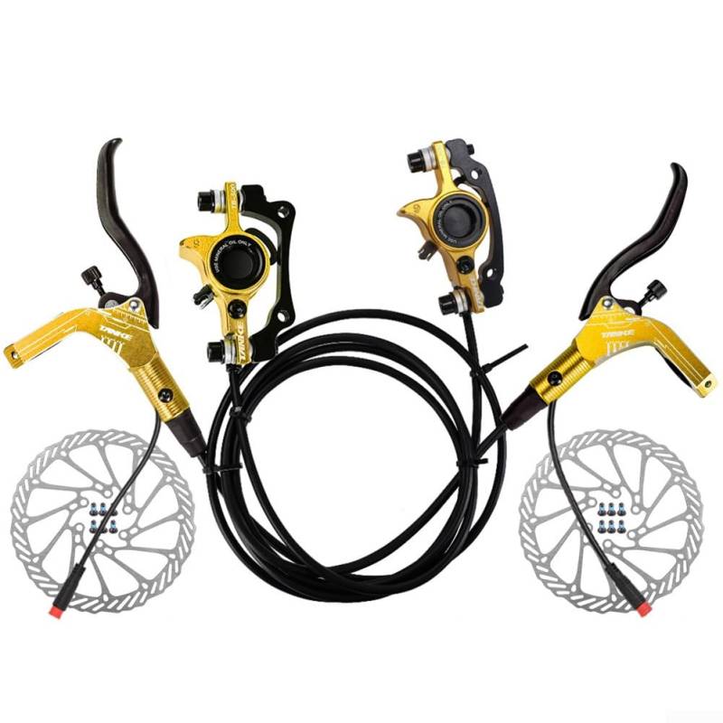 Adeptly crafted hydraulic disc brake assembly made specifically for Electric Bicycles Incorporating an Efficient Safety Mechanism (Golden) von SPORTARC