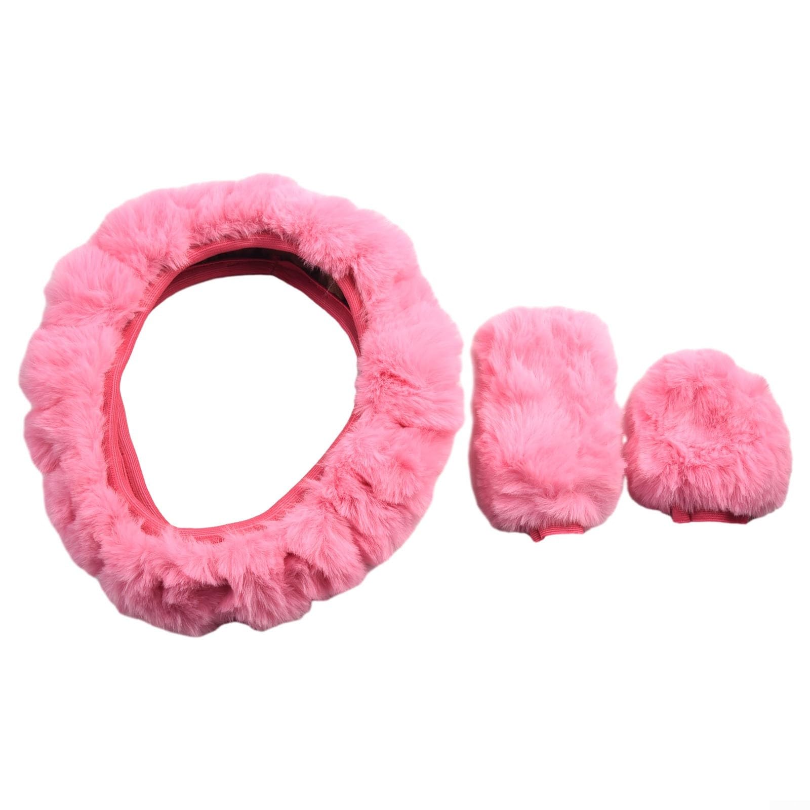 Bequemer und atmungsaktiver Fuzzy-Lenkradbezug für Damen, 3-teiliges Set (Rosa) von SPORTARC