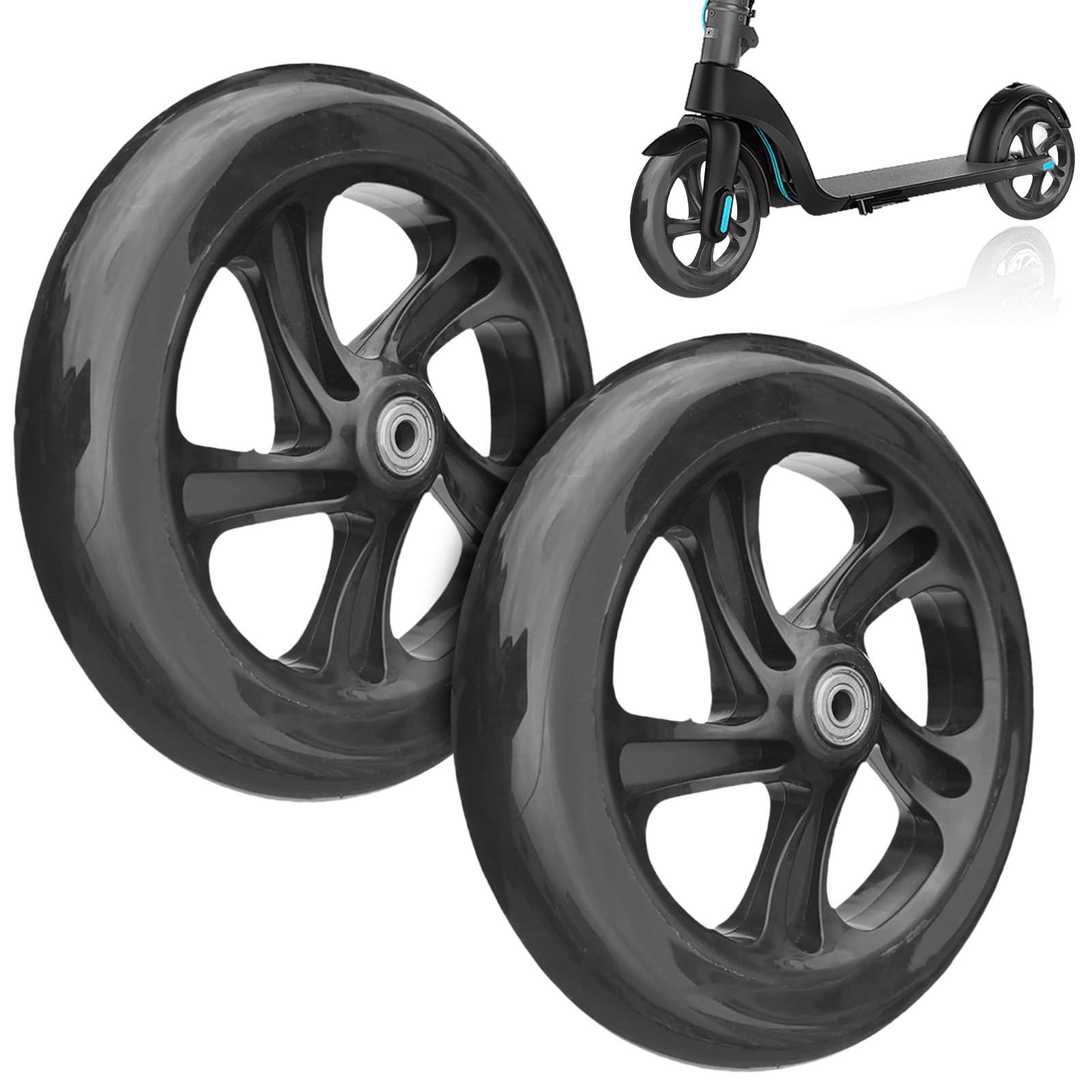 SPORWAY City Scooter Rollen 200x30mm Ersatzräderset, 2 Stück Scooter Reifen Ersatzreifen, Universal Elektroroller Räder Cityroller Reifen 200mm für City-Scooter von SPORWAY