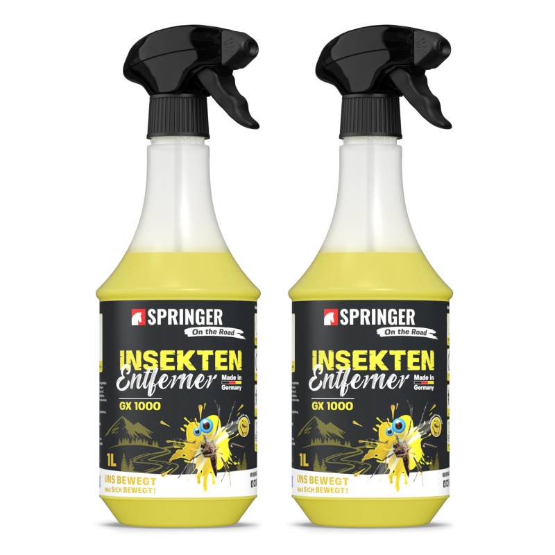 SPRINGER GX1000 - - Insektenentferner 2X 1L - - Materialschonende Rezeptur - - Tiefenwirksame Formel - - Insekten-Reiniger für hartnäckige und angetrocknete Insektenreste von SPRINGER