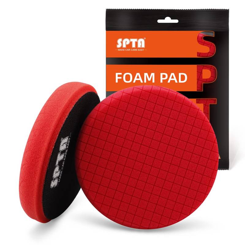 Rotes Polierpad, Polierschwamm, SPTA 1tlg 150mm Klett Polierpad Polierschwämme Polieraufsatz Wachs Schwämme Auto Polieren Pad Polierschaum für 150mm Exzenter Poliermaschine Schleifmaschine von SPTA