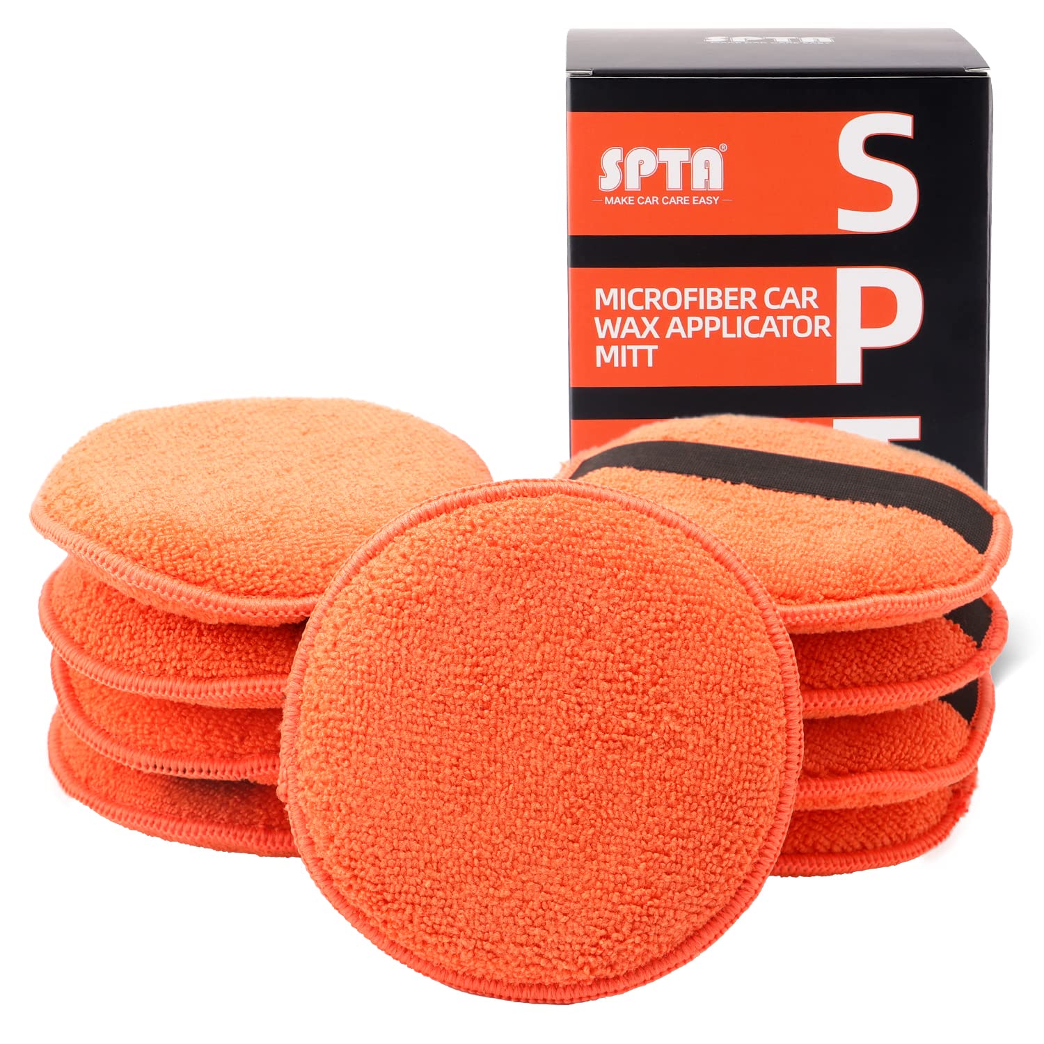 SPTA Wax Applikator Pads, 9tlg Mikrofaser Auto Handpolierschwamm Waschset Wax Applikator Set, Autowachs Reinigungs Polierschwämme Microfaser Wachs Applikator für Wachse, Polituren, Lackreiniger von SPTA