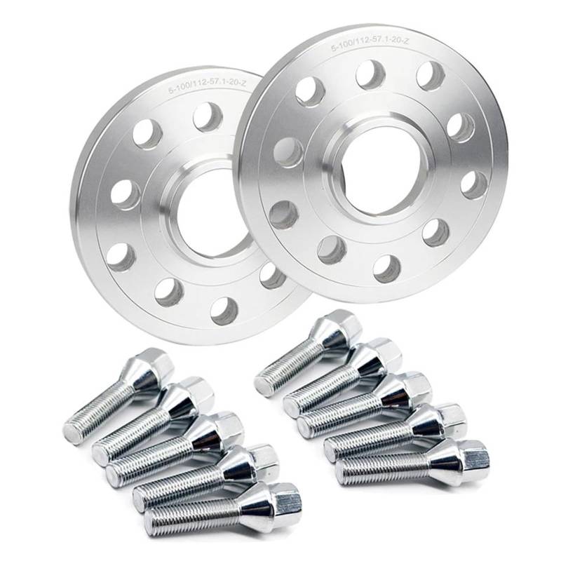 Auto Distanzscheiben Spurverbreiterung 2 STÜCKE 15mm/20mm Spurverbreiterungen 5x100 5x112 57,1mm Centric Radnabendistanzscheiben Platte Shim Für Radschrauben 14X1,5(15mm Spacer 40mm Bolts) von SPUFKGE