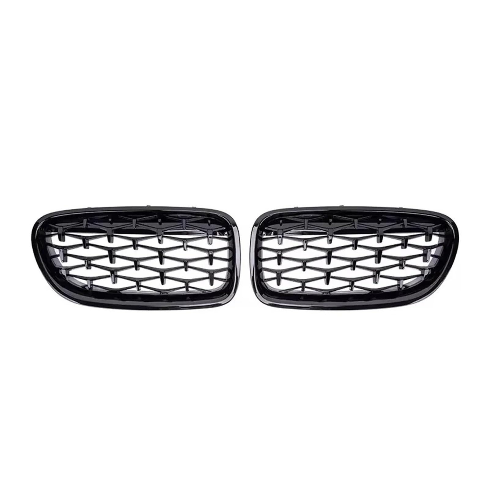 Auto Frontgrill Für 5er F10 F11 F18 2010-2017 528i 535i Frontstoßstange Doppellamellengrill Oberer Renngitter Im Silbernen Diamanten-Stil Front Kühlergrille(Diamond-Glossy Black) von SPUFKGE