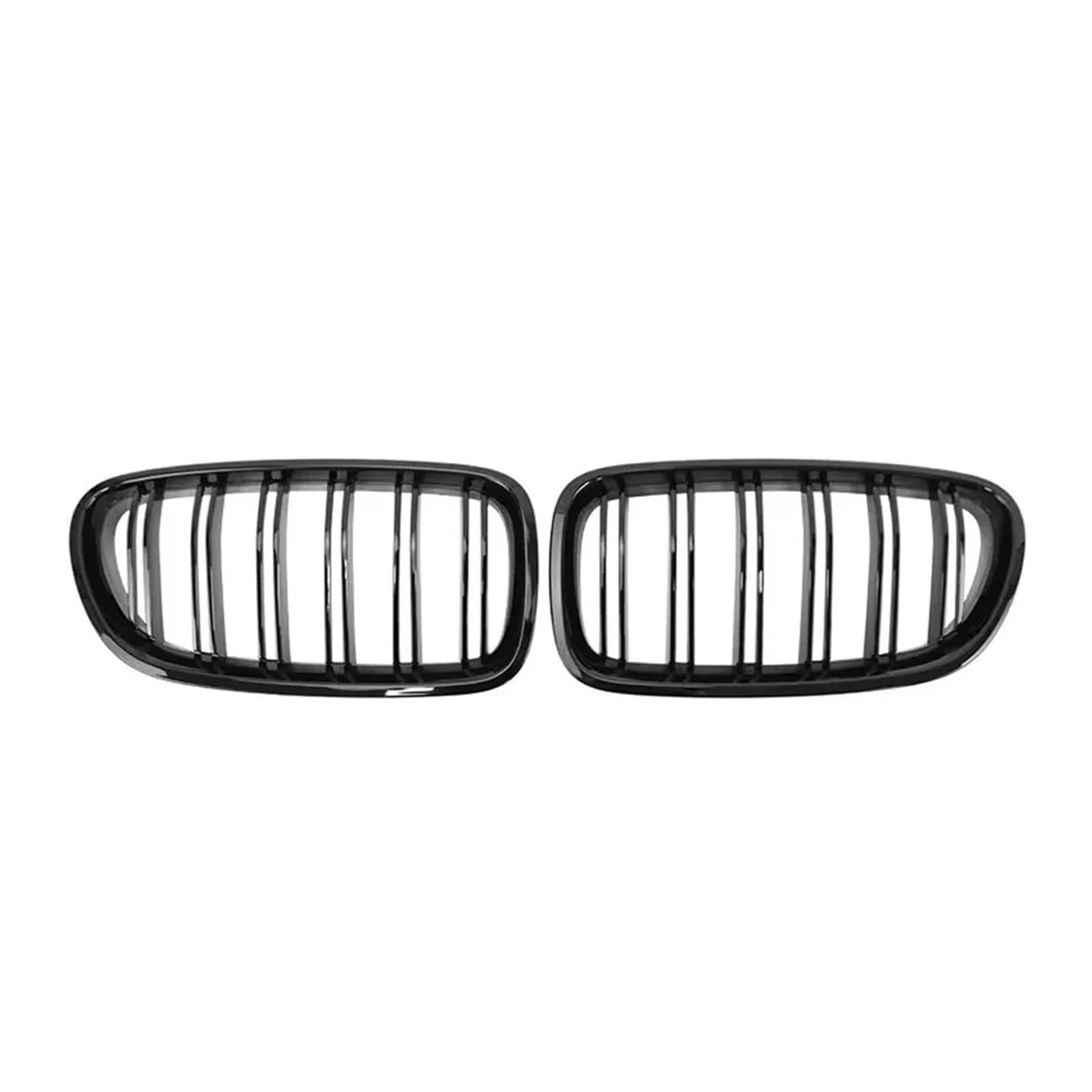 Auto Frontgrill Für 5er F10 F11 F18 2010-2017 528i 535i Frontstoßstange Doppellamellengrill Oberer Renngitter Im Silbernen Diamanten-Stil Front Kühlergrille(Double-Glossy Black) von SPUFKGE