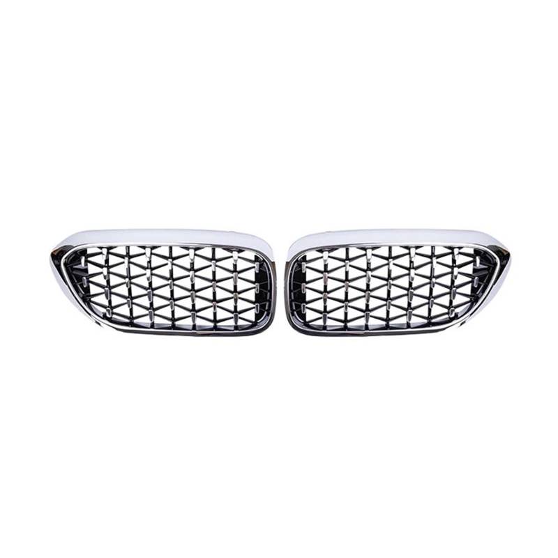 Auto Frontgrill Kühlergitter 1 Paar Für 5 Series G30 G38 2017 2018 2019 2020 Auto Vorderen Stoßfänger Nierengrill Grill Diamant Meteor Stil Auto Zubehör(All Silver) von SPUFKGE