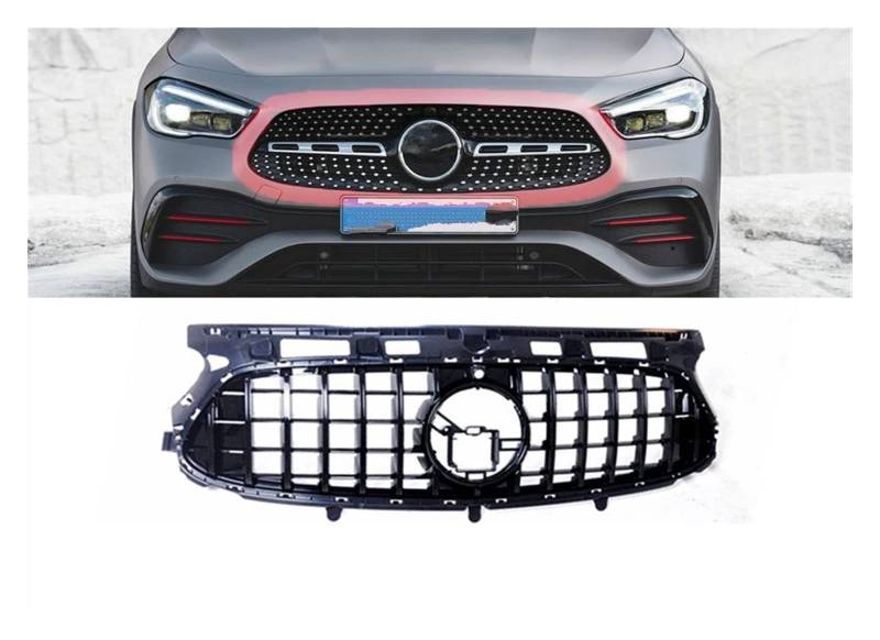 Auto Frontgrill Kühlergitter Frontgrill Im GLA45-Stil Für GLA-Klasse H247 2020 2021 2022 2023 2024 Für GLA 180 Für GLA 200 Für GLA 220 Nicht Für GLA 45 Für AMG(AMG Package - Black) von SPUFKGE