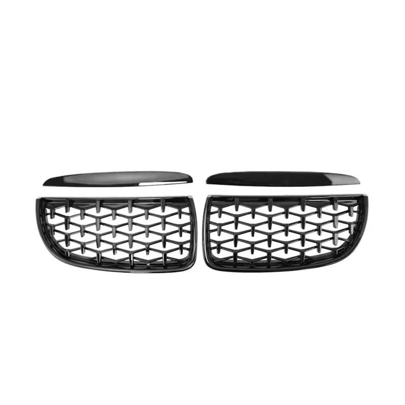 Auto Frontgrill Kühlergitter Frontstoßstange Nierengitter Für 3er E90 E91 2005 2006 2007 2008 330i 335i Chrom Silber Doppellamellengitter(Diamond-Glossy Black) von SPUFKGE