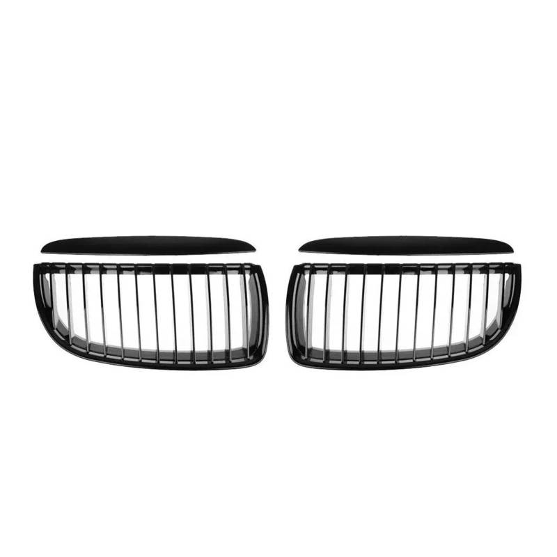 Auto Frontgrill Kühlergitter Frontstoßstange Nierengitter Für 3er E90 E91 2005 2006 2007 2008 330i 335i Chrom Silber Doppellamellengitter(Single-Glossy Black) von SPUFKGE