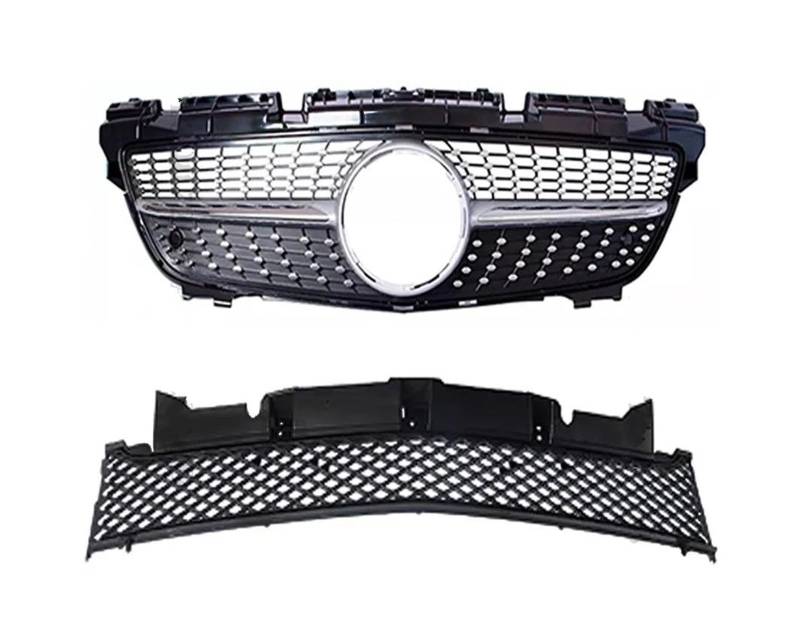 Auto Frontgrill Kühlergitter Für Benz Für SLK R172 2011 2012 2013 2014 2015 Body Kit Teil Fronthaube Kühlergrill Racing Stoßstange Grillgitter Diamant GT Style(Diamond Silvery) von SPUFKGE