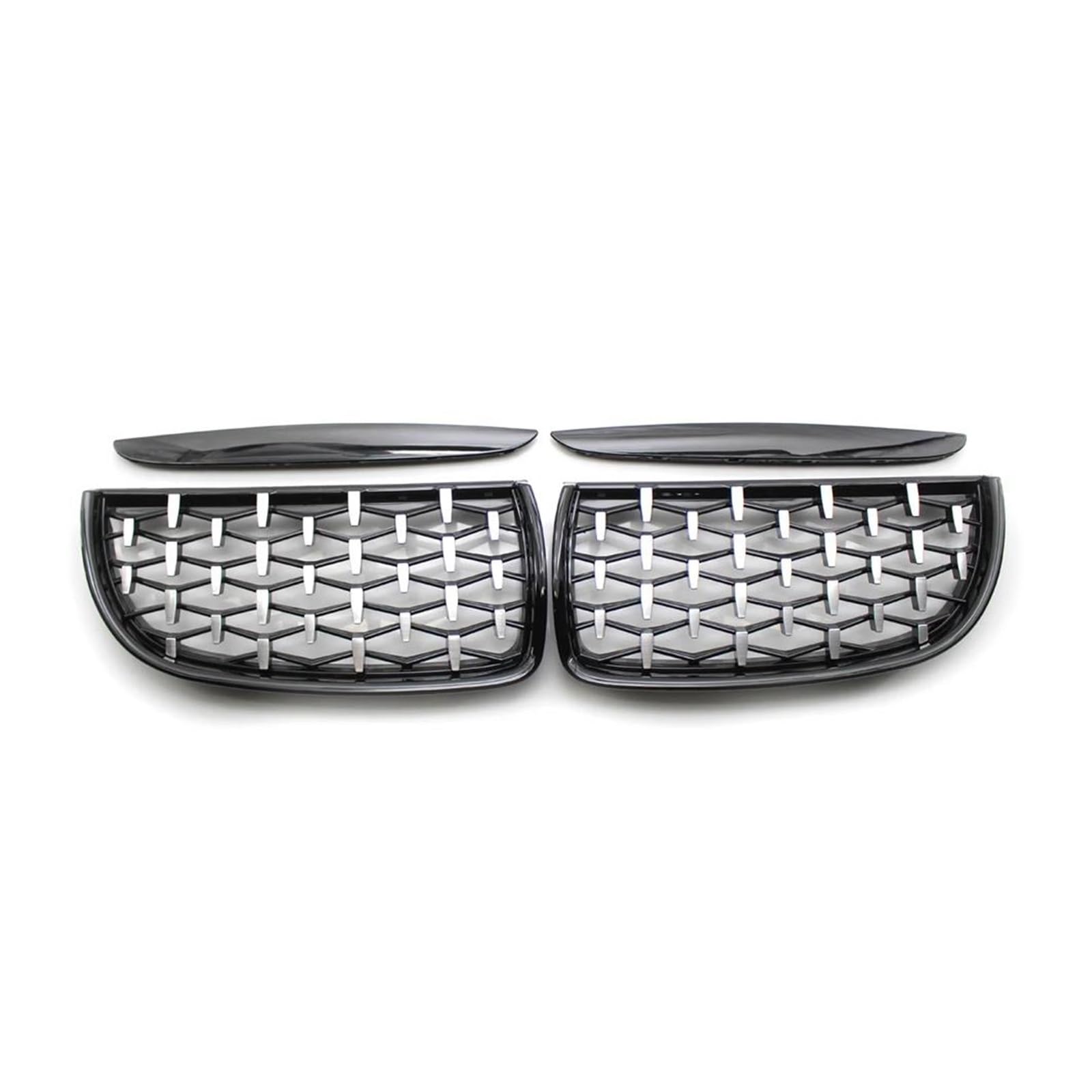 Auto Frontgrill Kühlergitter Für E90 E91 3er-Serie 2005 2006 2007 2008 Renngrills Schwarz Glänzend Auto Vollchrom-Nierengrill(Black Sliver) von SPUFKGE