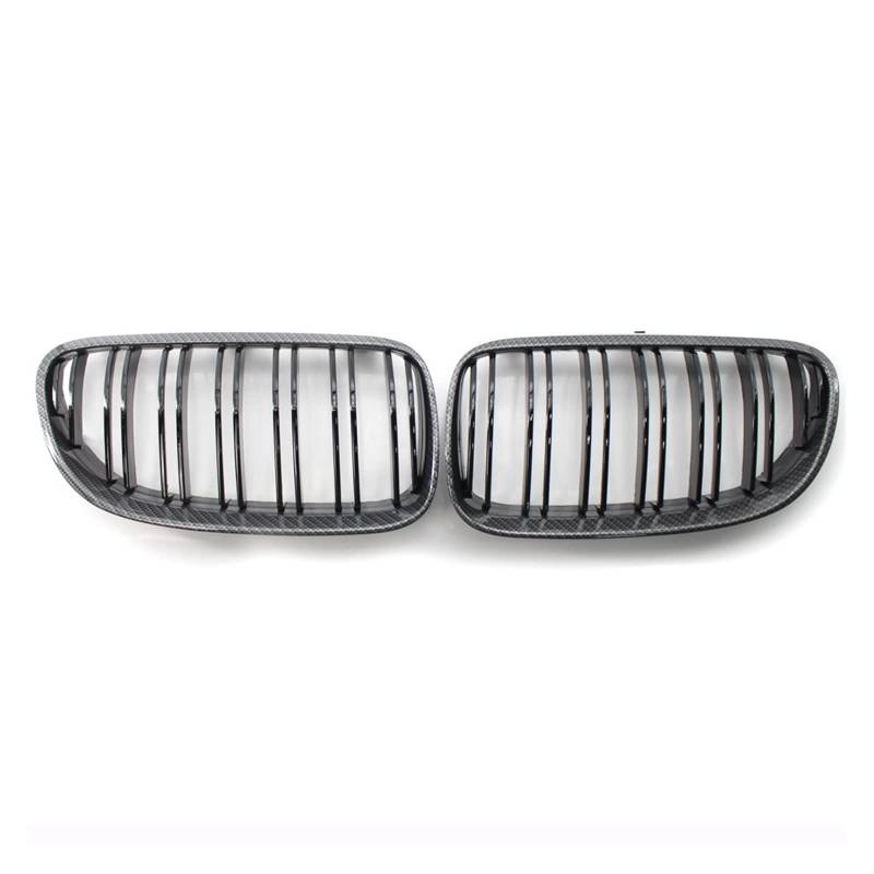 Auto Frontgrill Kühlergitter Für E92 E93 320I 328i 335i 2 Türen 2010 2011 2012 Auto-Styling Glanzschwarz Dual Line Frontgrill Kühlergrill Nierengrill(Kohlefaser-Optik) von SPUFKGE