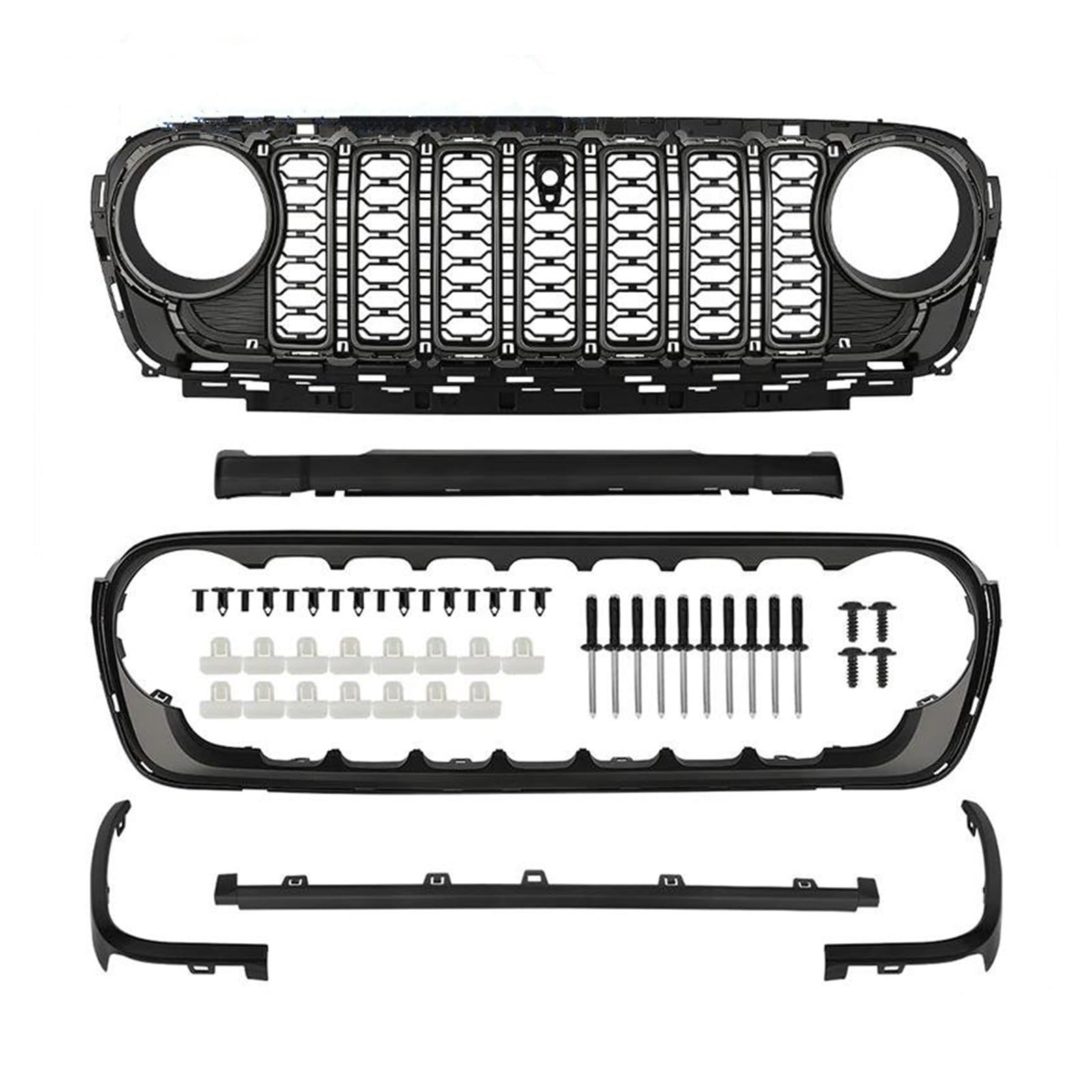 Auto Frontgrill Kühlergitter Für Jeep Für Wrangler Für JL 2018 2019 2020-2021 2022 2023 2024 Grille Upgrade AUF 2024 Front Gesicht Mitte Net Ändern Auto Teil von SPUFKGE