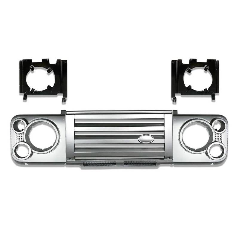 Auto Frontgrill Kühlergitter Für Land Für Rover Für Defender Für SVX Autoteile Auto-Styling-Tuing Vorne Mitte ABS Adventure Edition Style Kühlergrill(Silber) von SPUFKGE