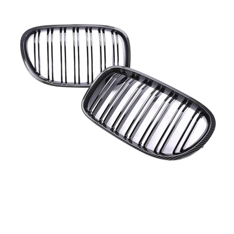 Auto Frontgrill Kühlergitter Unteren Front Oberen Nieren Stoßstange Grills Dual Lamellen Interrior Grille Für 7 Serie F01 F02 2008 2009 2010 2011 2012 2013 2014 2015(Dual Carbon Look) von SPUFKGE