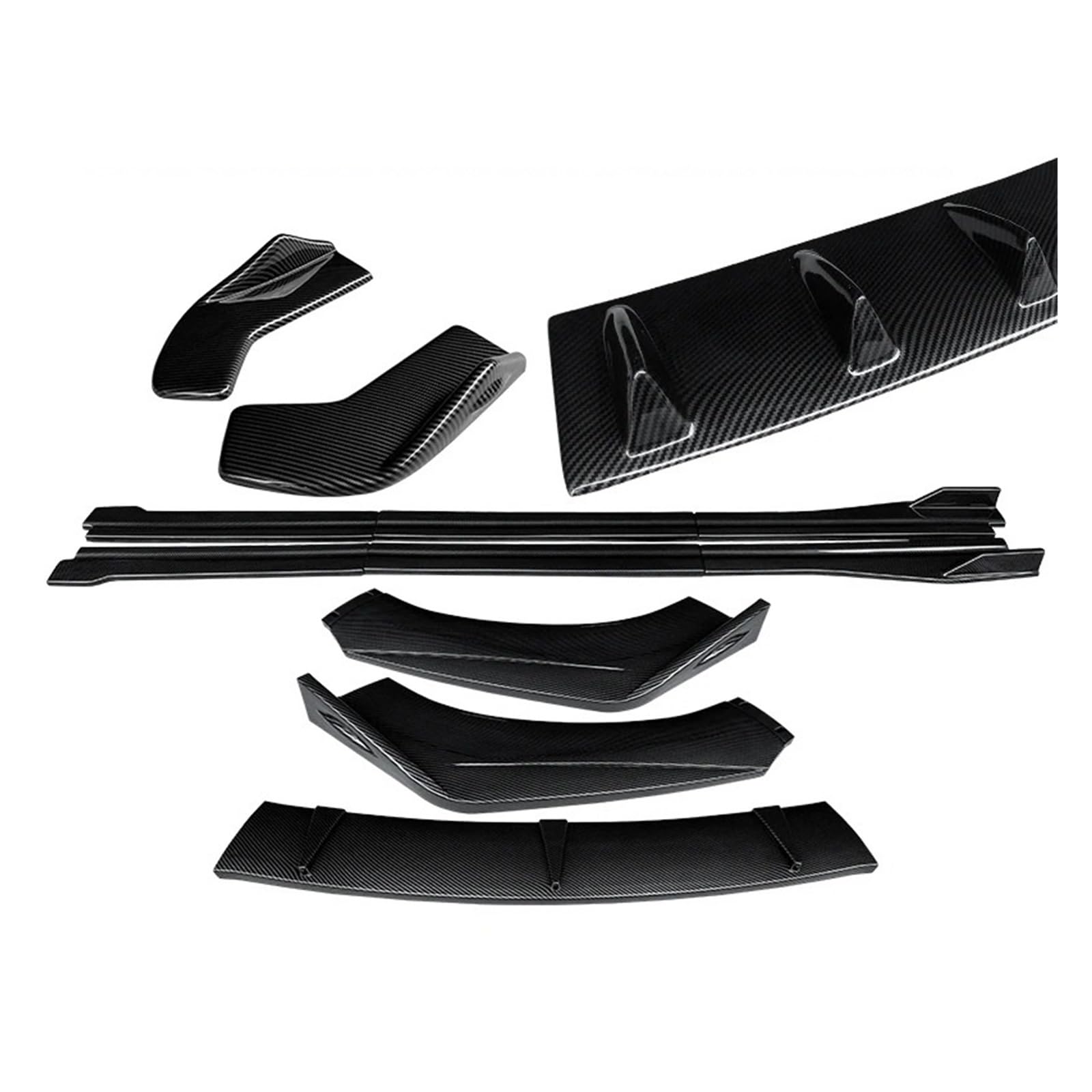 Auto-Frontspoiler Front Spoiler Lippe Für TT Für TTRS 2004-2019 ABS Auto Front Stoßstange Splitter Lip Body Kit Spoiler Hinten Wrap Winkel Shark Fins Seite Röcke Extensions(Carbon Fiber Look A) von SPUFKGE