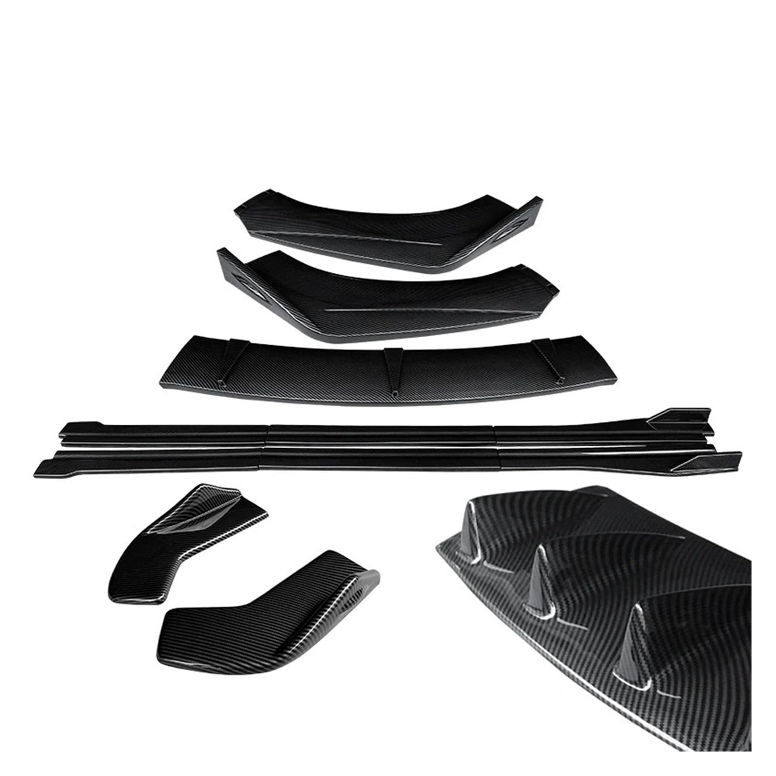 Auto-Frontspoiler Front Spoiler Lippe Für TT Für TTRS 2004-2019 ABS Auto Front Stoßstange Splitter Lip Body Kit Spoiler Hinten Wrap Winkel Shark Fins Seite Röcke Extensions(Carbon Fiber Look A 04-14) von SPUFKGE