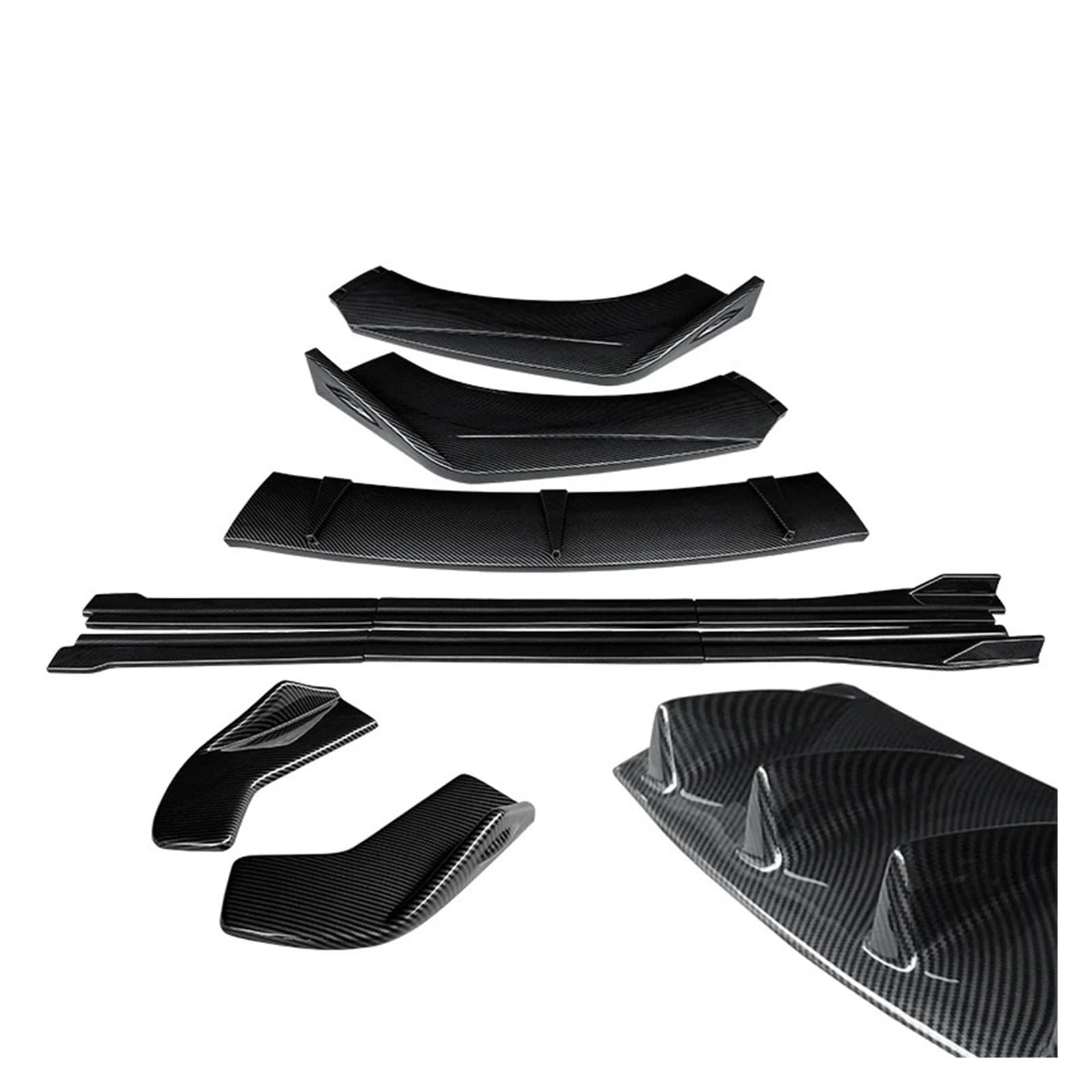 Auto-Frontspoiler Front Spoiler Lippe Für TT Für TTRS 2004-2019 ABS Auto Front Stoßstange Splitter Lip Body Kit Spoiler Hinten Wrap Winkel Shark Fins Seite Röcke Extensions(Carbon Fiber Look B 15-19) von SPUFKGE