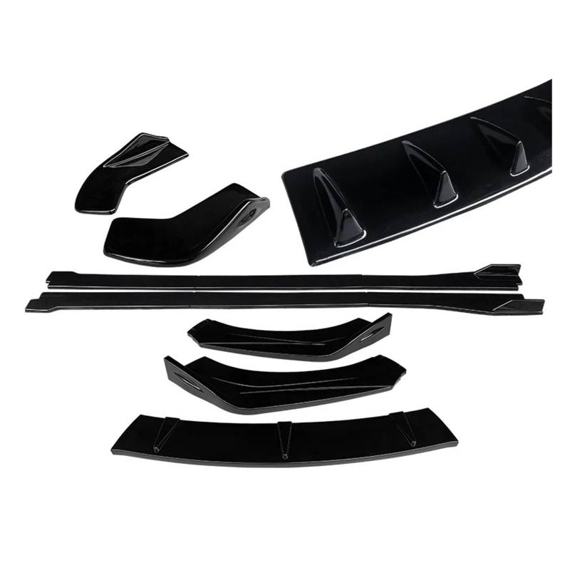 Auto-Frontspoiler Front Spoiler Lippe Für TT Für TTRS 2004-2019 ABS Auto Front Stoßstange Splitter Lip Body Kit Spoiler Hinten Wrap Winkel Shark Fins Seite Röcke Extensions(Gloss Black B) von SPUFKGE