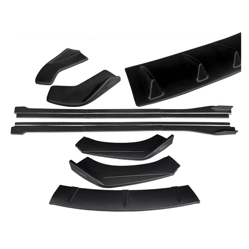 Auto-Frontspoiler Front Spoiler Lippe Für TT Für TTRS 2004-2019 ABS Auto Front Stoßstange Splitter Lip Body Kit Spoiler Hinten Wrap Winkel Shark Fins Seite Röcke Extensions(Matte Black A) von SPUFKGE