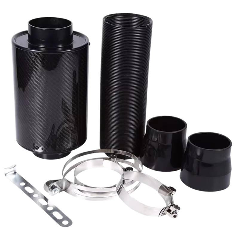 Auto Lufteinlass Ansaugschlauch Universal Auto Ansaugrohr Kohlefaser Mit Ansaugschlauch High Flow Air Intake Filter Kit 76mm/3 Zoll Kaltluft Auto Ansaugrohr von SPUFKGE