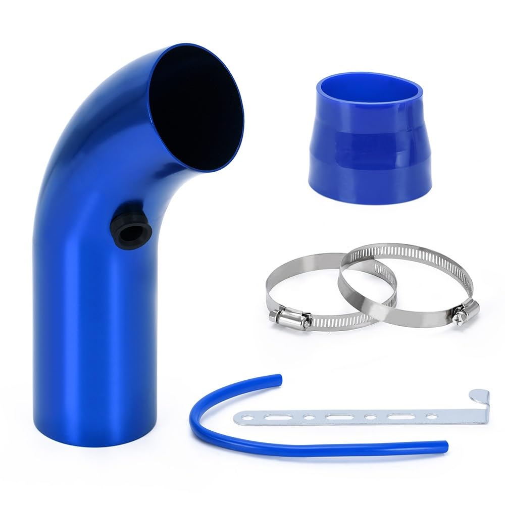 Auto Lufteinlass Ansaugschlauch Universeller 3-Zoll-76-mm-Luftfilter Und Kaltluftansaugrohr-Turbo-Ansaugrohr-Kit Mit Luftfilterkegel PQY-AIT28+IMK14 Auto Ansaugrohr(Blue Pipe) von SPUFKGE