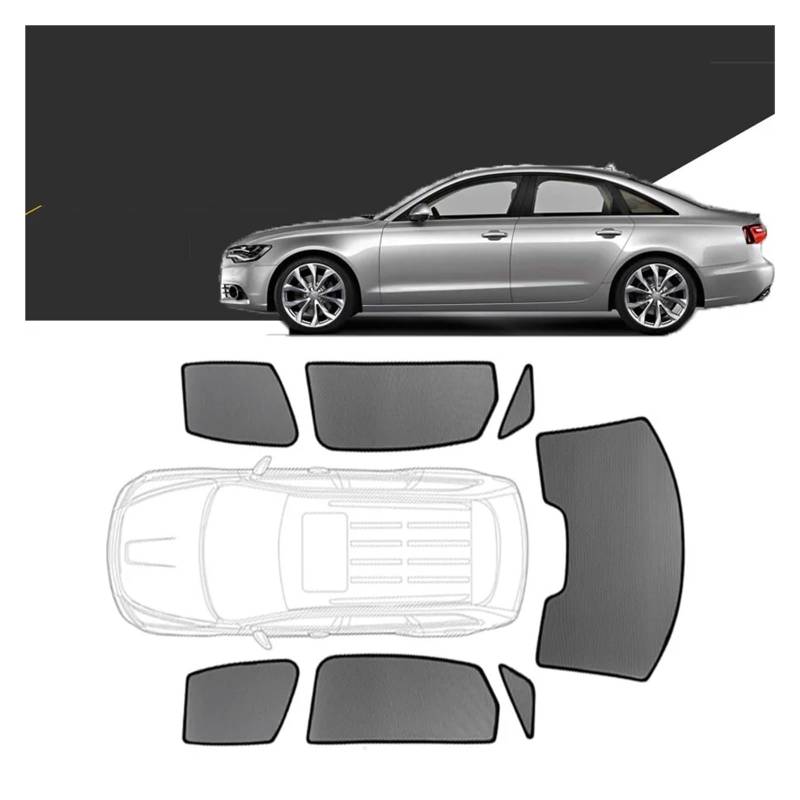 Autofenster Für A6 Limousine C7 2011-2018 Benutzerdefinierte Magnetische Auto Fenster Sonnenschutz Vorhang Mesh Frontscheibe Rahmen Vorhang Schiebedach Sonnenschirm(4PCS Front Rear Set) von SPUFKGE