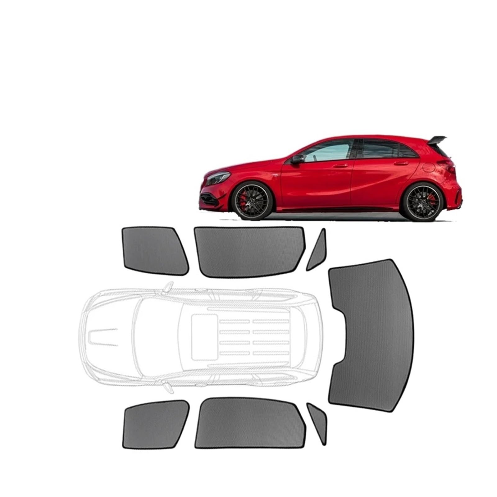 Autofenster Für Benz A-Klasse Fließheck W176 2012–2018 Individueller Magnetischer Autofenster-Sonnenschutz-Vorhang Frontscheiben-Rahmenvorhang Schiebedach Sonnenschirm(2PCS Front) von SPUFKGE