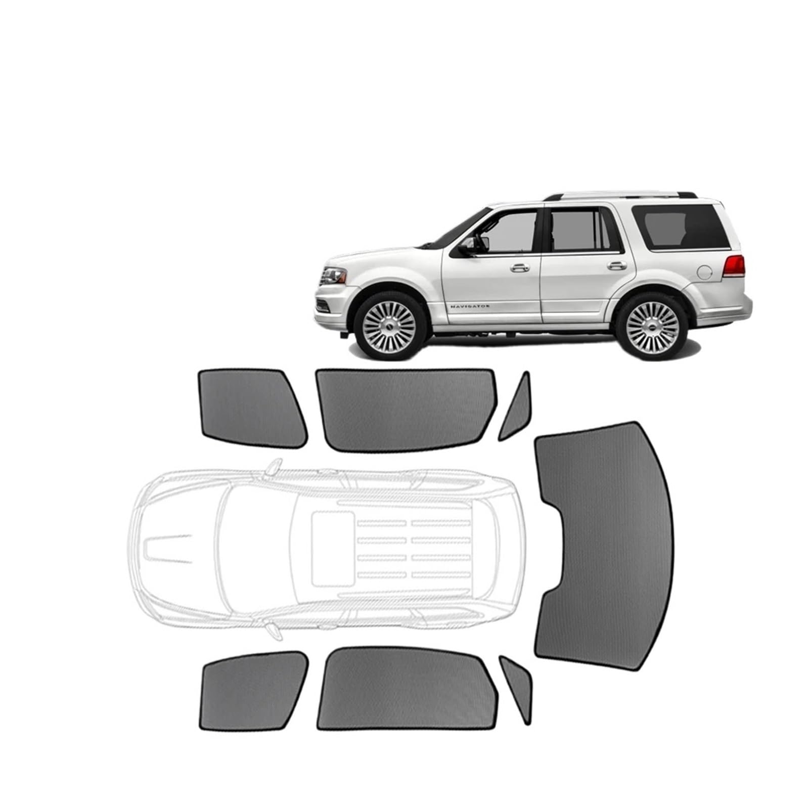 Autofenster Für Lincoln Für Navigator Für U326 2007-2017 Benutzerdefinierte Magnetische Autofenster Sonnenschutz 3rd Gen Vorhang Mesh Frontscheibe Rahmen Vorhang Schiebedach Sonnenschirm(4PCS FRONT RE von SPUFKGE