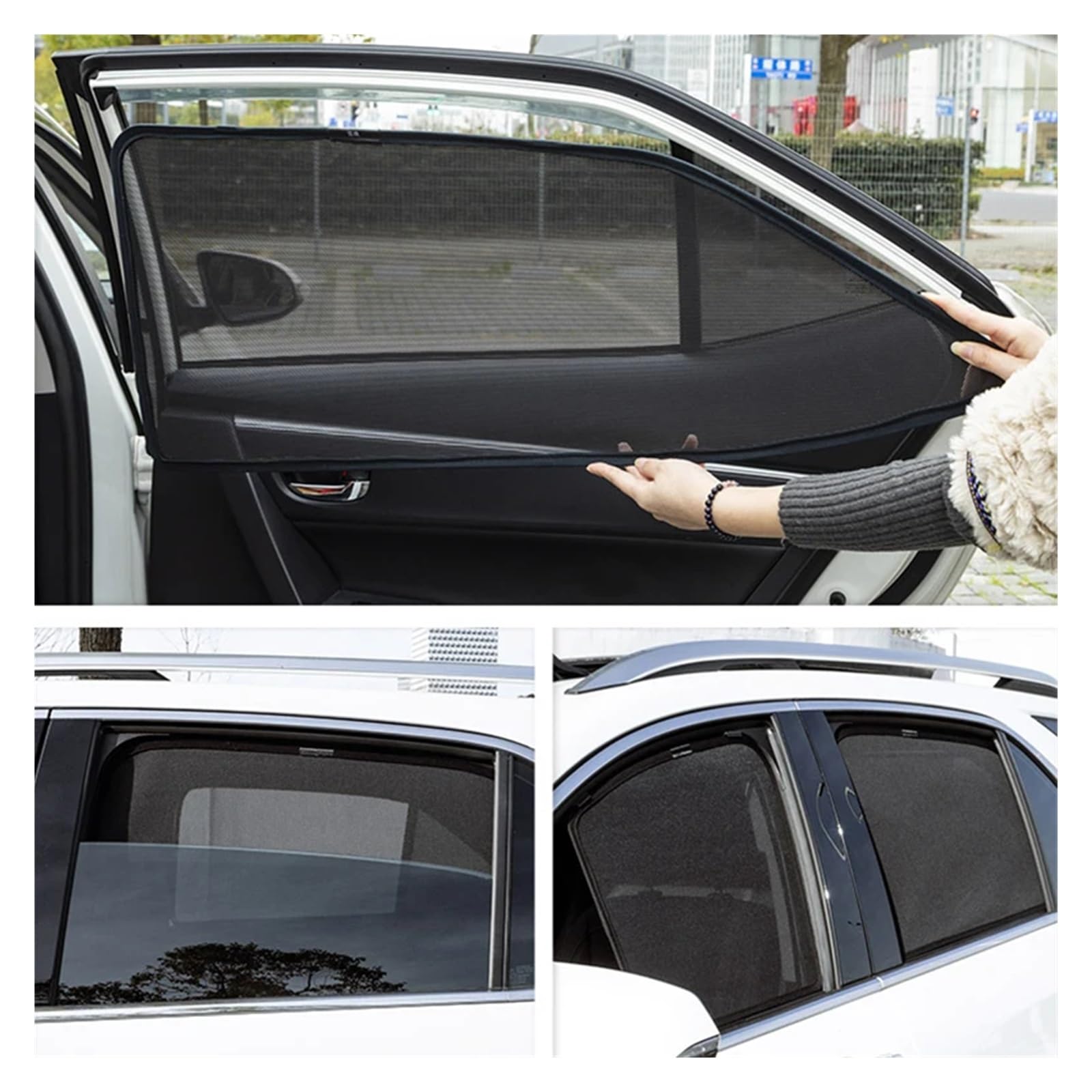 Autofenster Für Suzuki Für Swift Für Sport ZC33 2017-2023 2024 Auto Sonnenschutz Frontscheibe Magnetische Mesh Vorhang Hinten Seite Fenster Sonnenblende Schatten Schiebedach Sonnenschirm(3Pcs Rear Win von SPUFKGE