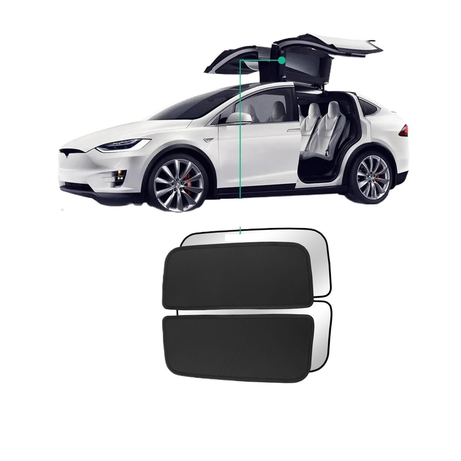 Autofenster Für Tesla Für Modell X 2019-2024 Front Shading Net Glas Dach Sonnenschirm Auto Dachfenster Rollo Shading Net Schiebedach Sonnenschirm(MX-GA33L-BIS) von SPUFKGE