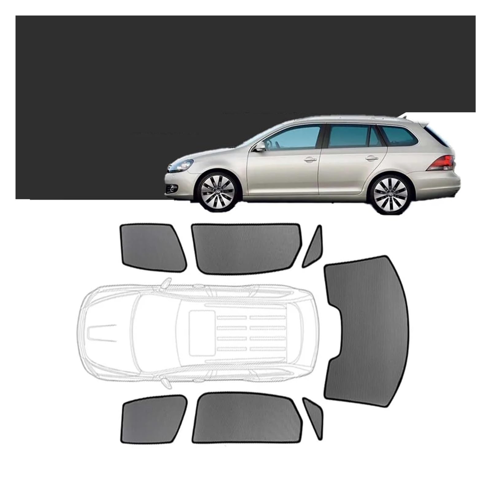 Autofenster Für VW Für Golf 6 VI Für Variant Für Wagon 2008-2012 Benutzerdefinierte Magnetische Autofenster Sonnenschutz Vorhang Mesh Frontscheibe Vorhang Schiebedach Sonnenschirm(2PCS Rear) von SPUFKGE