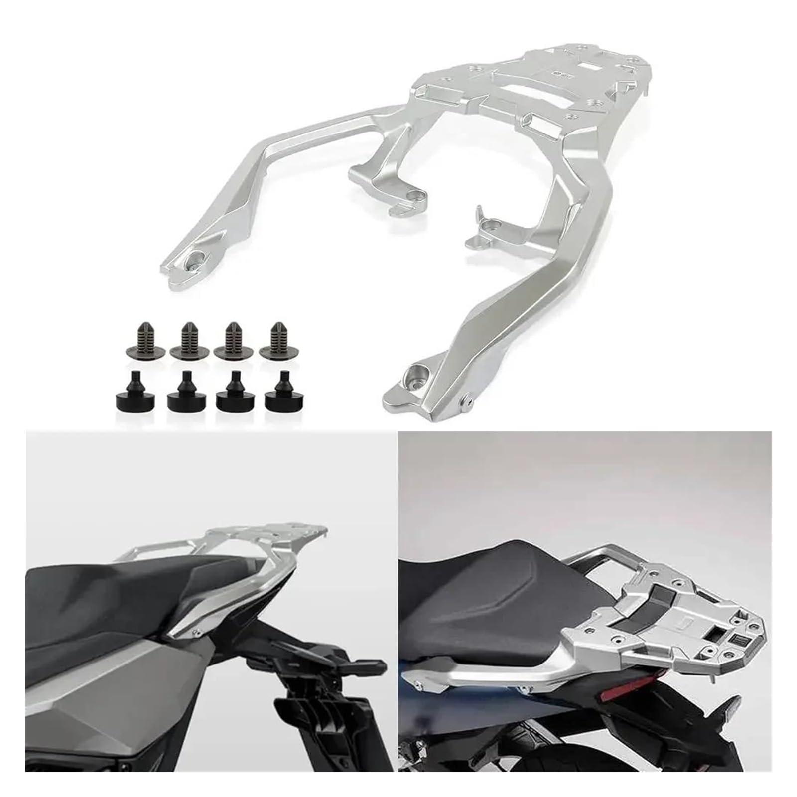 Gepäck Rack Motorrad Gepäckträger Für XADV 750 Für Forza 750 NC 750 2021 2022 2023 2024 Motorrad Gepäckträger Halterung Hinten Gepäckträger Rahmen Abdeckung Panel Halter Unterstützung(Silber) von SPUFKGE