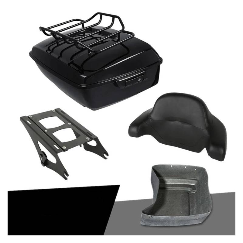 Gepäck Rack Motorrad Gepäckträger Motorrad Pack Stamm W/Rückenlehne Gepäckträger Für Tour Für Pak Für Electra Für Straße Für Glide Für Straße Für Glide 2014-2023 2024(B) von SPUFKGE