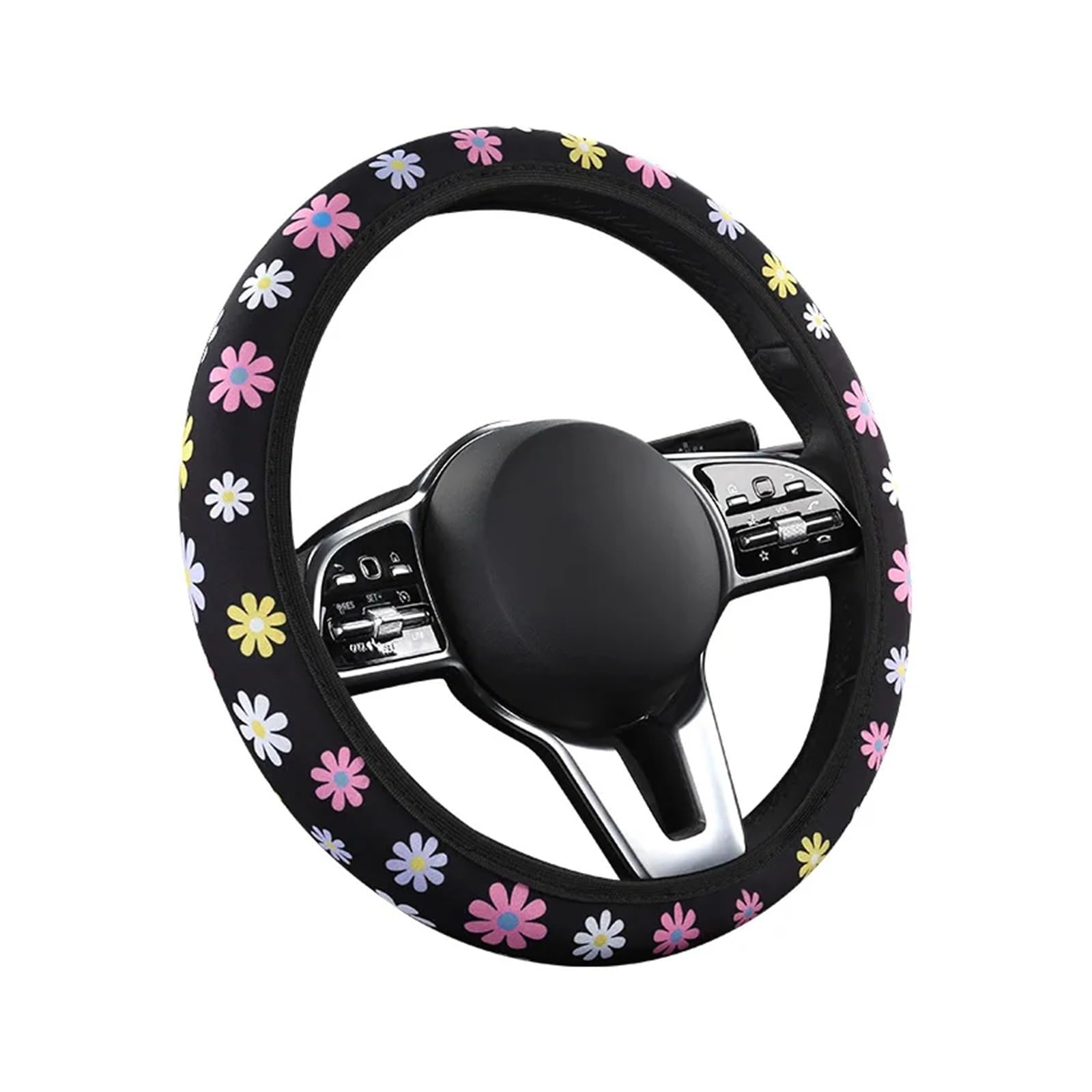 Lenkradbezug Auto 38CM Lenkrad Abdeckung Auto Lenkrad Abdeckung Für Frauen Rad Abdeckung Blumen Druck Anti-Slip Funda Volante Auto Zubehör Lenkradhüllen von SPUFKGE