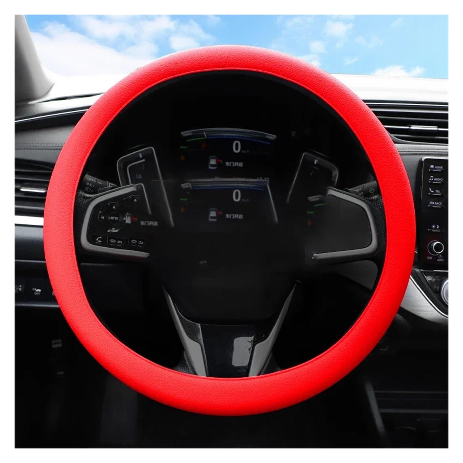 Lenkradbezug Auto Auto Sommer Universal Silikon Lenkrad Abdeckung Elastische Handschuh Abdeckung Textur Weiche Multi Farbe Auto Dekoration DIY Zubehör Lenkradhüllen(Rot) von SPUFKGE