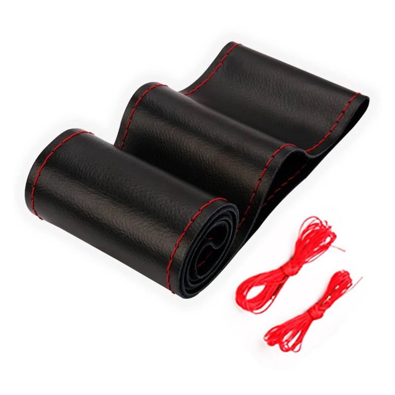 Lenkradbezug Auto Für Universal 40CM 42CM 45CM 47CM 50CM Künstliche Leder Lenkrad Geflecht Abdeckung Auto LKW Extra Große Auto Innen Zubehör Lenkradhüllen(45CM Black and Red) von SPUFKGE