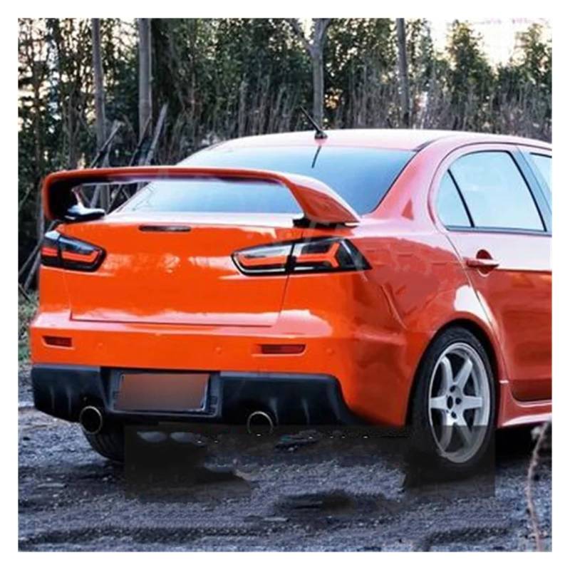 Spoiler Flügel Für Für Lancer EVO 2010 2011 2012 2013 2014 ABS Material Auto Hinten Flügel Primer Farbe Heckspoiler Lip Schwanz Flügel Heckspoiler Flügel(Orange and Black) von SPUFKGE