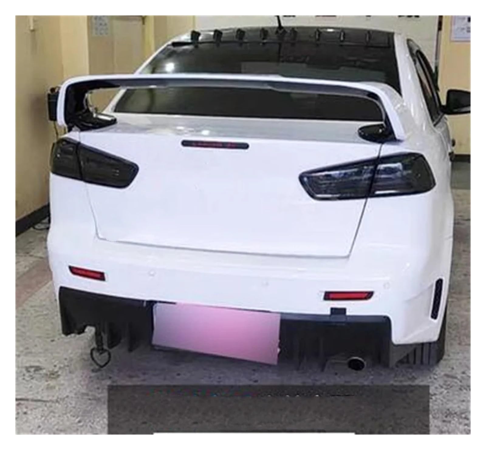 Spoiler Flügel Für Für Lancer EVO 2010 2011 2012 2013 2014 ABS Material Auto Hinten Flügel Primer Farbe Heckspoiler Lip Schwanz Flügel Heckspoiler Flügel(White and Black) von SPUFKGE