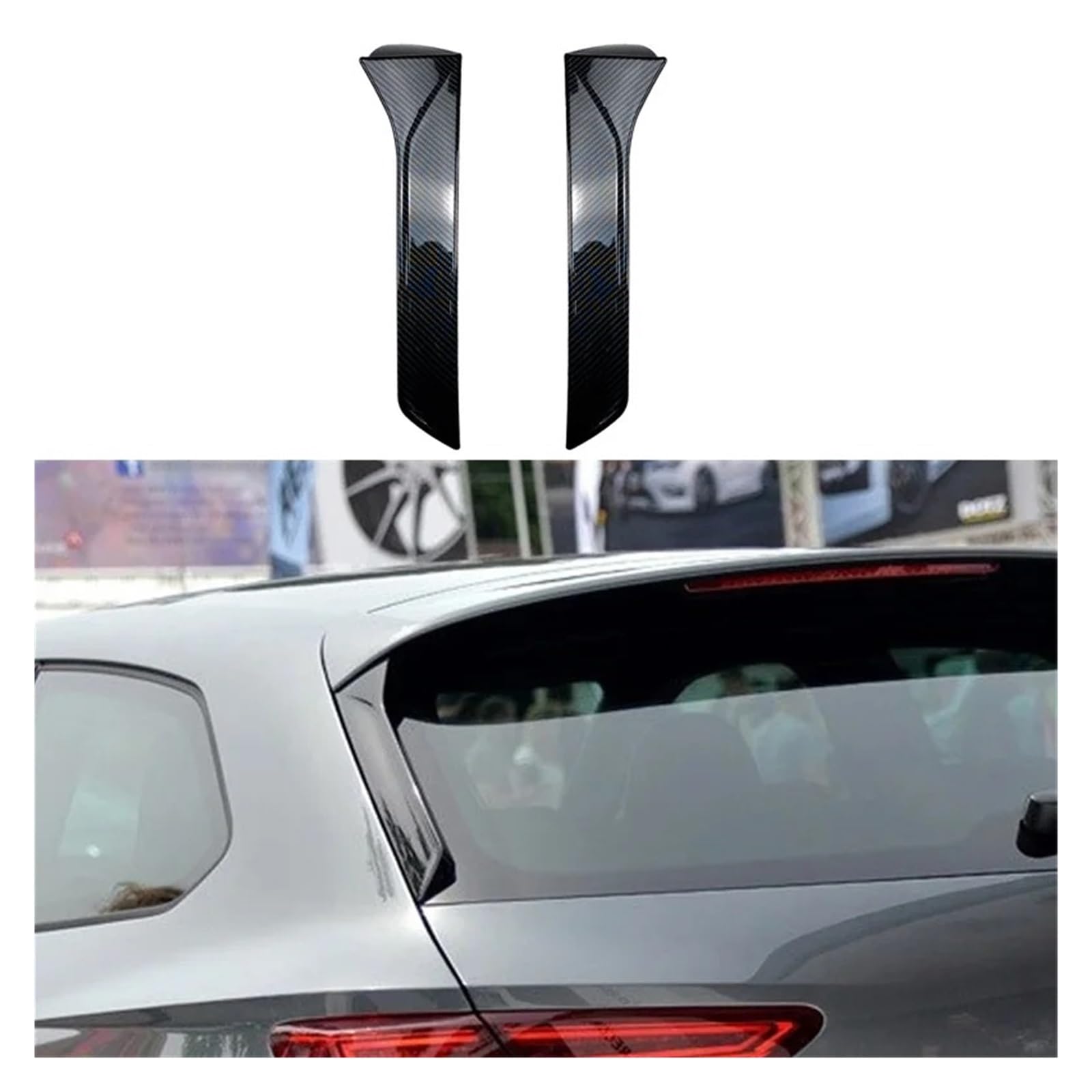 Spoiler Flügel Für SEAT Leon 5F Für FR (Fünftürer) 2013 2014 2015 2016 2017 2018 2019 2020 2021 Heckscheibe Seitenspoiler Flügel Auto Canards Splitter Heckspoiler Flügel(Kohlefaser-Stil) von SPUFKGE