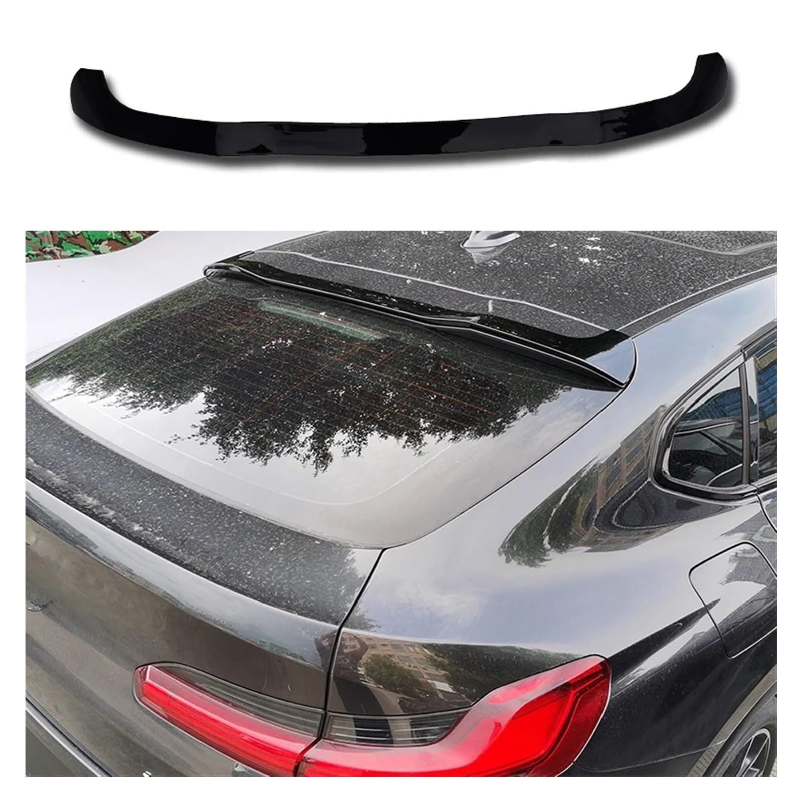 Spoiler Flügel Hinten Lip Spoiler Für X4 G02 Stil Xdrive25i 30i 2018 2019 2020 2021 2022 2023 2024 Glänzend Schwarz Hinten Fenster Dach Spoiler Heckspoiler Flügel(Carbon Look) von SPUFKGE