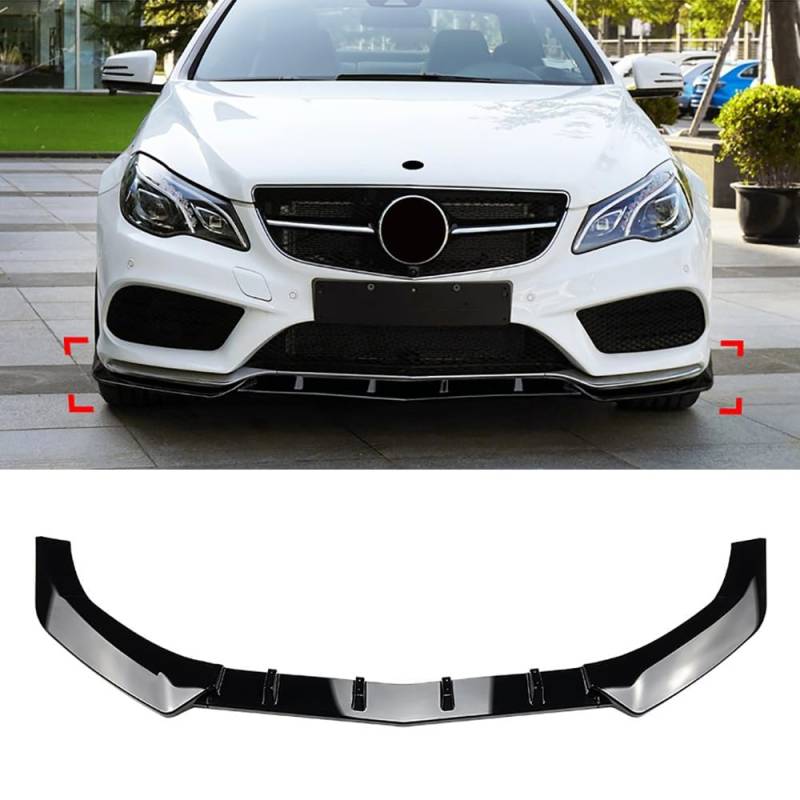 Auto Frontlippe Frontspoiler Für Mercedes Benz E Klasse Coupé C207 2013 2014 2015 2016,Auto Bumper Protector Auto Frontstoßstange Splitter Lip Spoiler Car Anbauteile,A-Glossy Black von SPYKEY